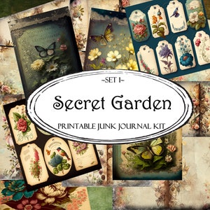 Secret Garden Junk Journal Kit, Junk Journal Supplies, Junk Journal Ephemera, Scrapbooking Supplies, Ephemera Pack, Junk Journal Printable