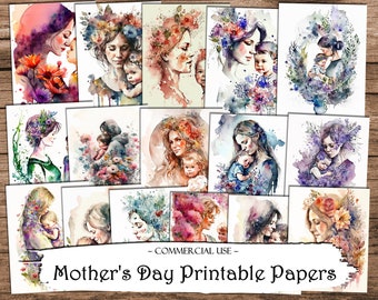 Mother's Day Journal Papers, Scrapbooking Pages, Junk Journal Pages, Ephemera, Junk Journals, Scrapbook Supplies, Digital Paper, Craft