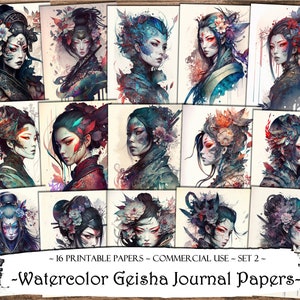Geisha Journal Papers, Scrapbooking Pages, Junk Journal Pages, Ephemera, Junk Journals, Scrapbook Supplies, Digital Paper, Printable Sheets