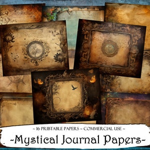 Mystical Journal Papers, Junk Journal Kit, Scrapbooking Pages, Junk Journal Pages, Ephemera Printable, Scrapbook Supplies, Digital Paper