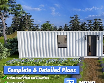 Open Concept 40ft Container Home Design | Customizable Pool House or Retreat | 1 Bed, 1 Bath | Model A35 Open