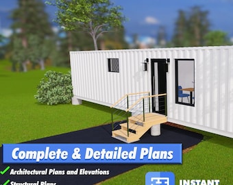 Boulder Escape 40ft High Cube Container Home – 1 Bed, 1 Bath, Kitchen/Living Area Plans: Model A145
