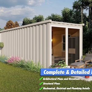 Plans de maison de conteneurs - A1 : plans d'ingénierie pour une maison de conteneurs d'expédition de 40 pieds