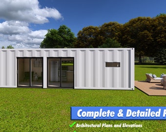 Off-Grid 40ft High Cube Shipping Container Cabin Plans - A7