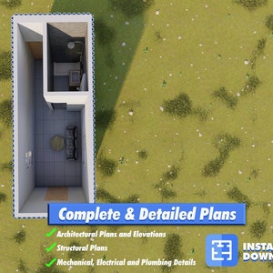 20x8 Shipping Container Tiny Home Studio Blueprint - Minimalist Living– Ideal for ADUs and Airbnb – B6