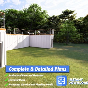 Innovative 960sqft Pre-Engineered Shipping Container Home Plans: H-Shaped Design with Separate Living Spaces