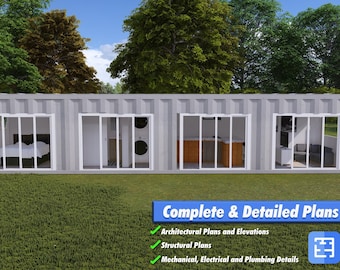 40ft High Cube Container Home – 1 Bed, 1 Bath, Kitchen/Living Area Plans: Model A14