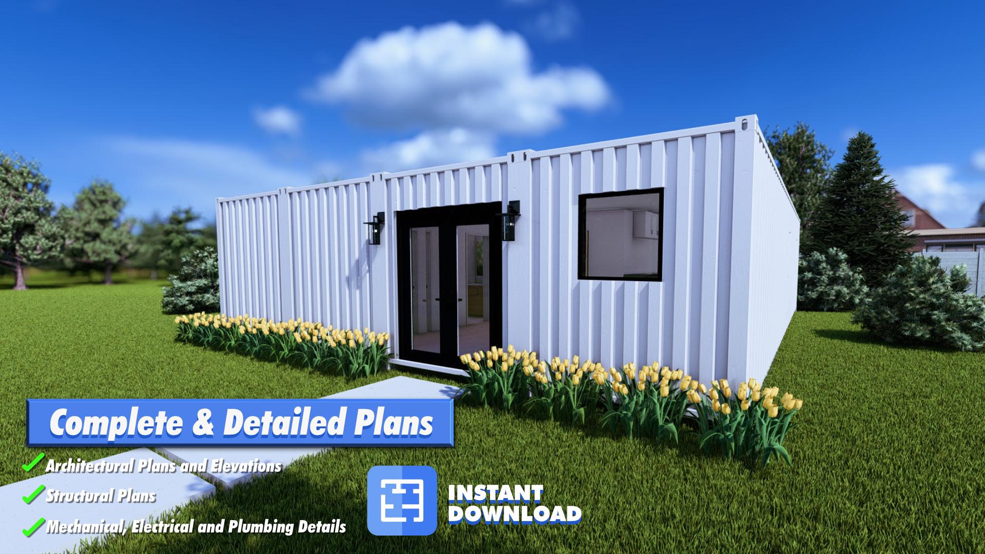 Modern 3 Bedroom Container Home Plans | 40x32 DIY Shipping Container ...