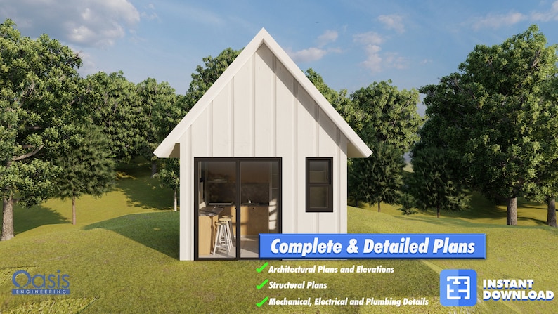 Tiny Home Plans: 16x12ft DIY ADU Plan Set With Loft Bedroom - Etsy