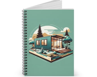 Minimalist Shipping Container Home Notebook - Eco-Friendly, Spiral Bound, 118 Pages - Unique Tiny Living Inspired Journal