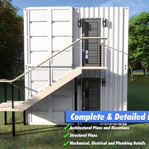 Two-Story Shipping Container ADU Plans - Dual 320 sq-ft Studios