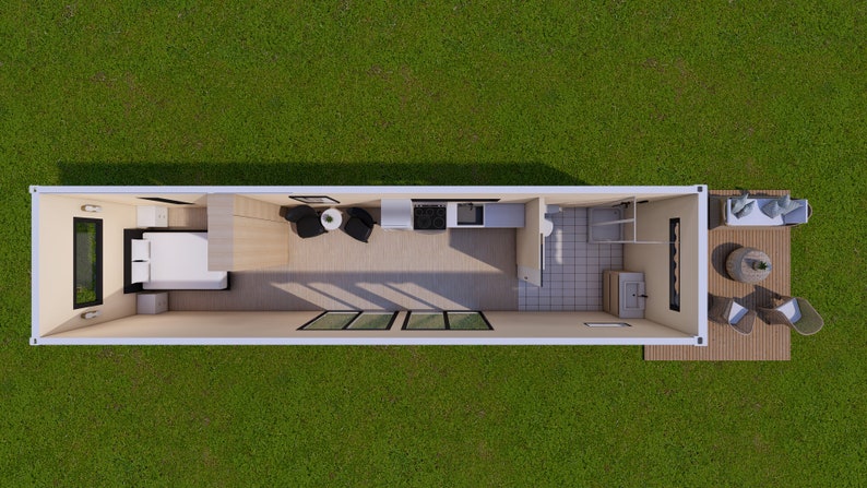 Off-grid 40ft High Cube Shipping Container Cabin Plans - A7 - Etsy