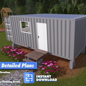 Luna Double 20ft Shipping Container Home Plans – 1 Bedroom + Coffee Bar + Large Bathroom