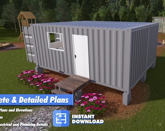 Luna Double 20ft Shipping Container Home Plans – 1 Bedroom + Coffee Bar + Large Bathroom
