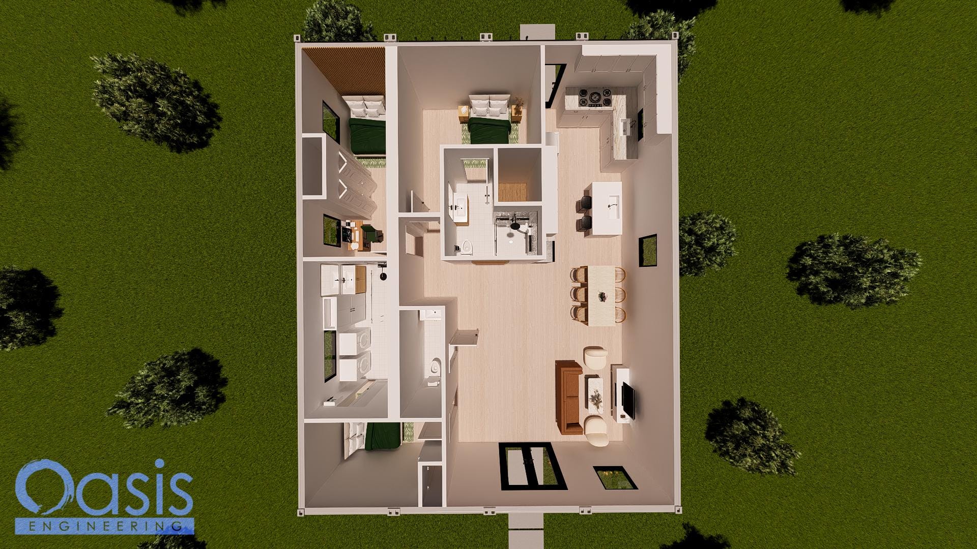 Modern 3 Bedroom Container Home Plans | 40x32 DIY Shipping Container ...