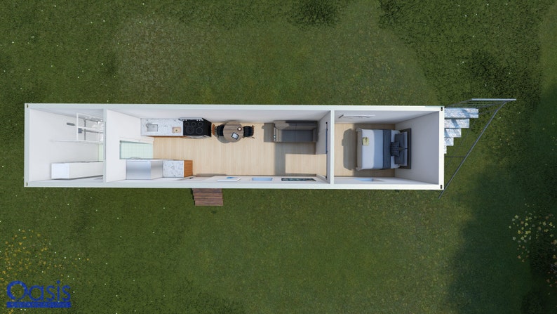 Container Elevations 40ft & 20ft Container Home With Rooftop Deck Pre-engineered 480sqft ...