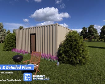 Modular Shipping Container Home Plans | 20ft Expandable Container House | Instant Download DIY Plans | Off-Grid, ADU, Cabin, Tiny Home