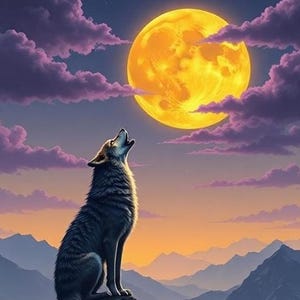 wolf howling at the moon