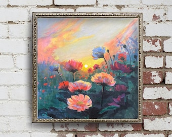 Fine Art Print "I Followed You There" 8x8 10x10 12x12 Colorful Neon Floral Spring wall art, dopamine decor Whimsical wildflowers, no border