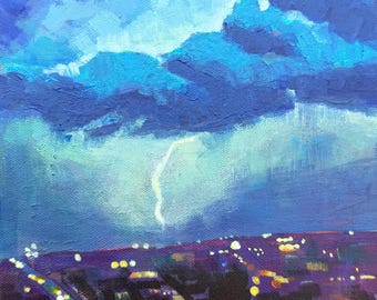 Original Painting - “Perpetual Storm” - Cloudscape, 8”x8”, Thick Gallery Wrapped Canvas