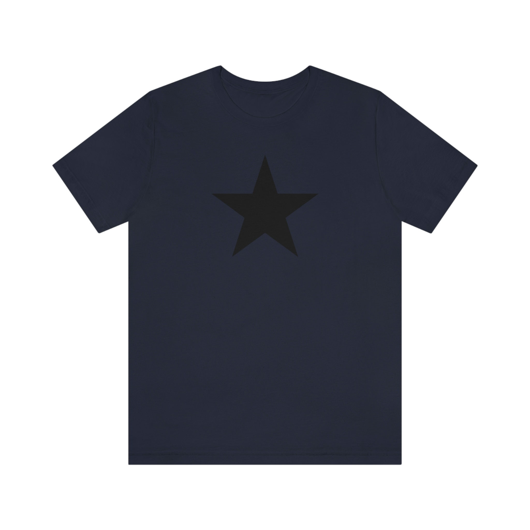 ★WAIKEI★ YK Star Applique Short Sleeve T-shirt Navy YKBE02 Y2K Shiny Star Worldwide Tee - Litlookz Studio