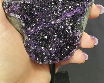 Dark Purple Amethyst Geode On Stand | Amethyst Stand | Display Mineral | Purple Gem | Gem Collection | Natural Amethyst | Stunning Crystals