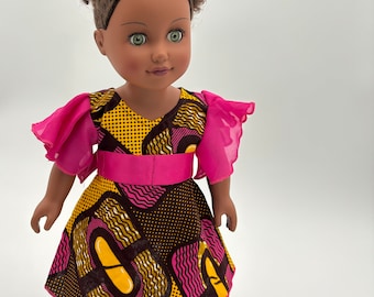 Handmade African Fabrics 18 inches doll dress