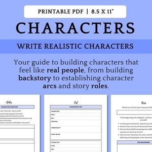 Write Realistic Characters | Character Profile Sheets | Novel Writing - Internal Conflict, Backstory + Personality | For Fiction Writers