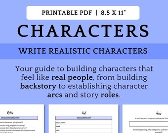 Write Realistic Characters | Character Profile Sheets | Novel Writing - Internal Conflict, Backstory + Personality | For Fiction Writers