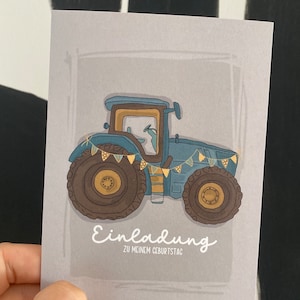 EINLADUNGSKARTE Kindergeburtstag/ Traktor (5Stück im Paket)