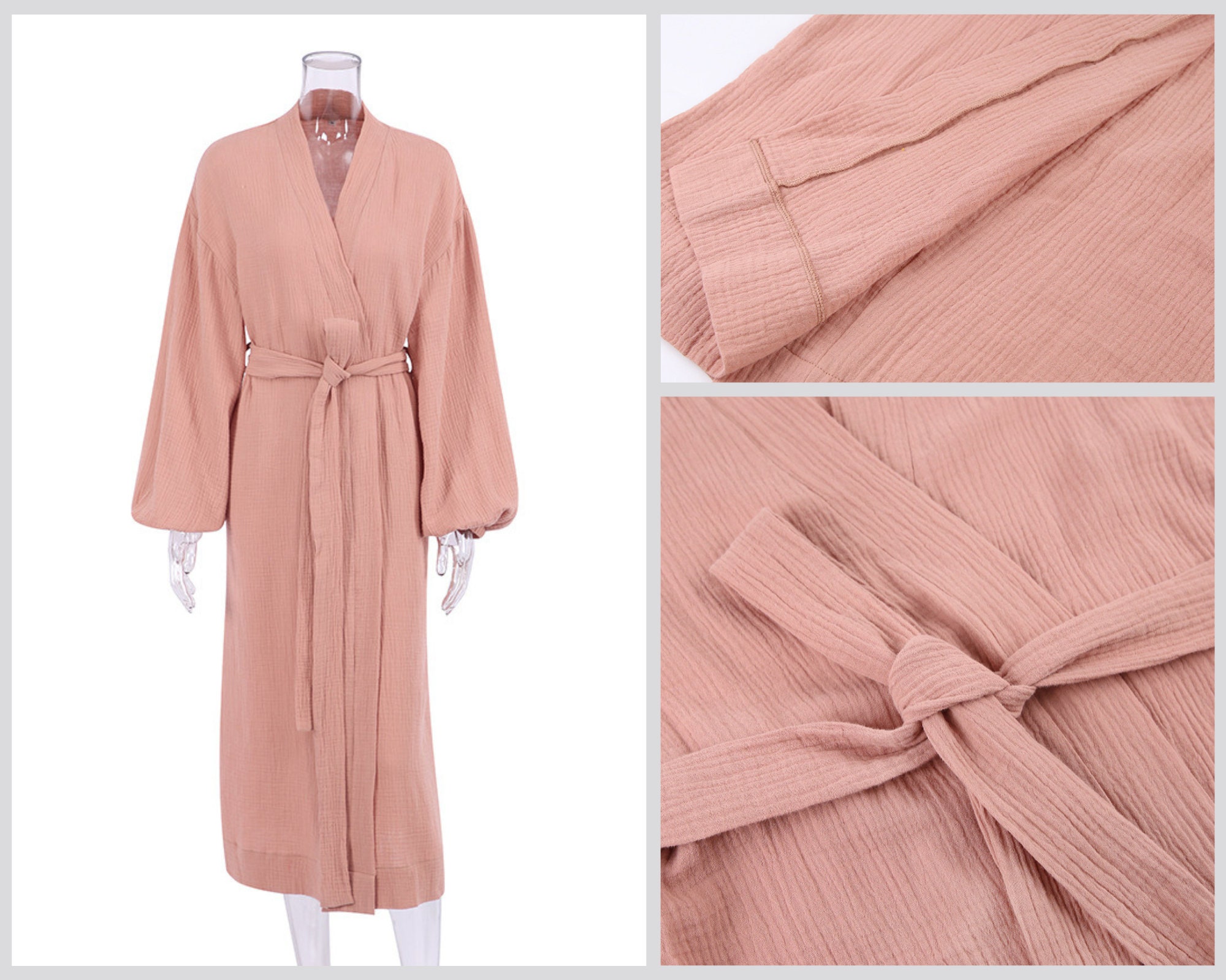 Soft Cotton Sleepwear Robe summer Home Wear Puff Sleeves Etsy