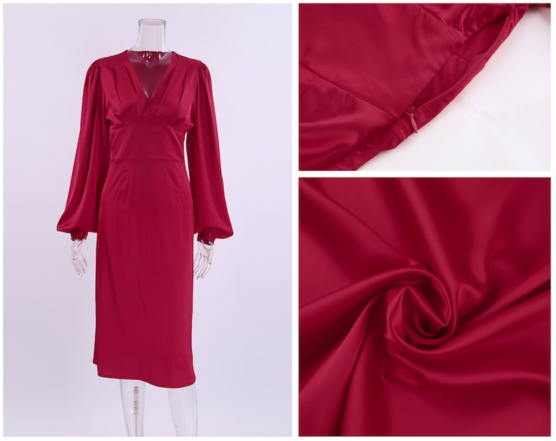 Corset Satin Dress lantern Sleeve Dress Wedding Party Dress Etsy