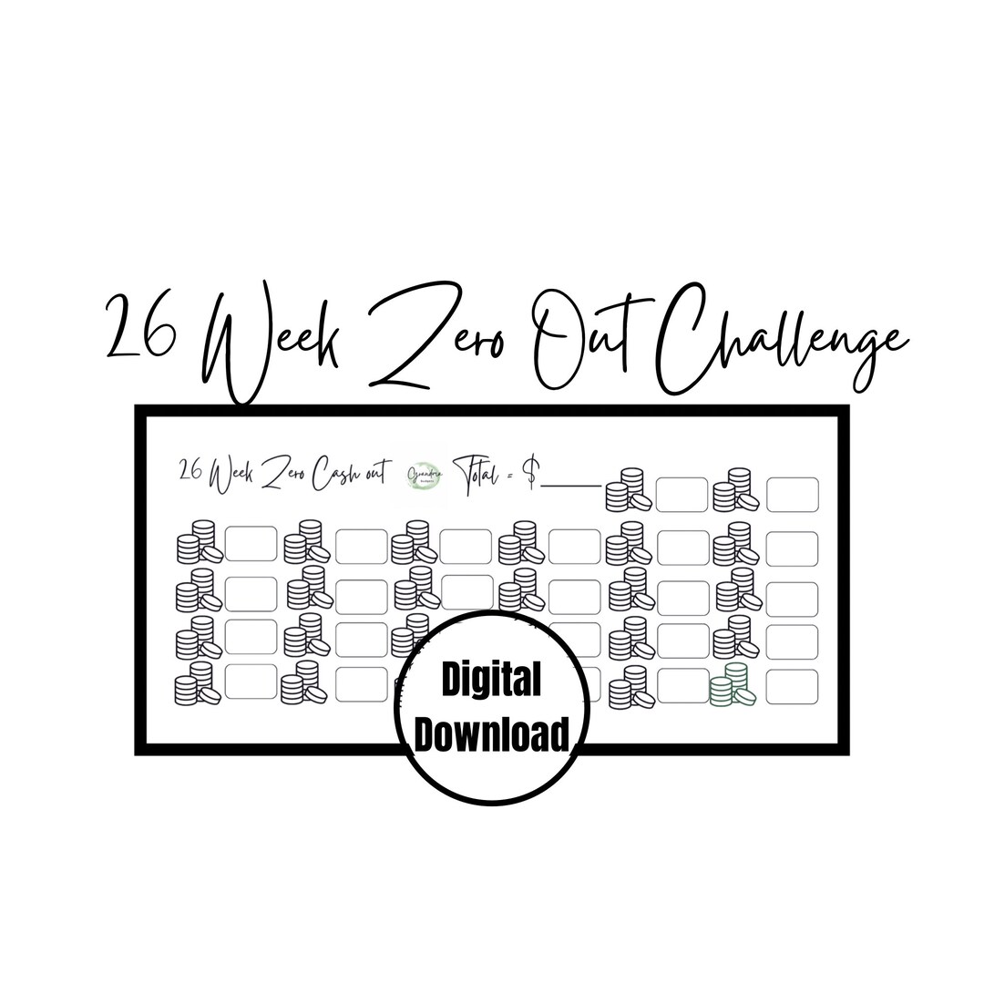 26 Week Zero Out Savings Challenge A6 Size Envelope Cash Etsy