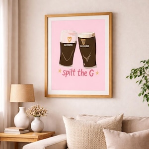 Guinness Spit the G Poster: Fun Irish Pub Art image 1