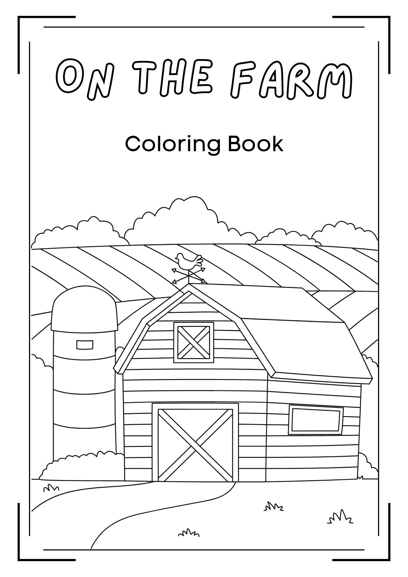 Libro para colorear en la granja para niños (PDF imprimible): ¡Actividad linda y divertida de animales de granja!