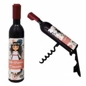 Lotto 20 Cavatappi magnetici 1st COMMUNION GIRL per bottiglie personalizzate in scatola Kraft - Dettagli Comunioni Originali
