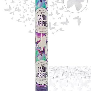 Set di 10 cannoni per coriandoli a forma di farfalla bianca biodegradabili per matrimoni da 40 cm - Lanciatori di coriandoli per matrimoni, lanciatori di petali