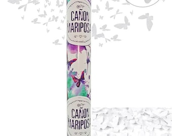 Lote de 10 Cañones Confeti Mariposas Blancas para Bodas Biodegradables 40 CM - Bodas Lanzaconfeti, lanza pétalos