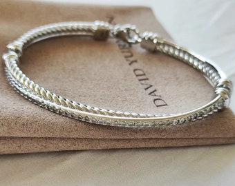 DY Silver Bracelet Three-section Buckle White Diamond Bracelet