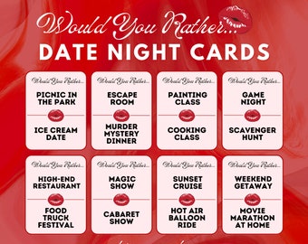 50 Would You Rather Date Night Card Game | Fun Game for Couples on Date Night | Date Night Game for Any Couple | Printable Cards