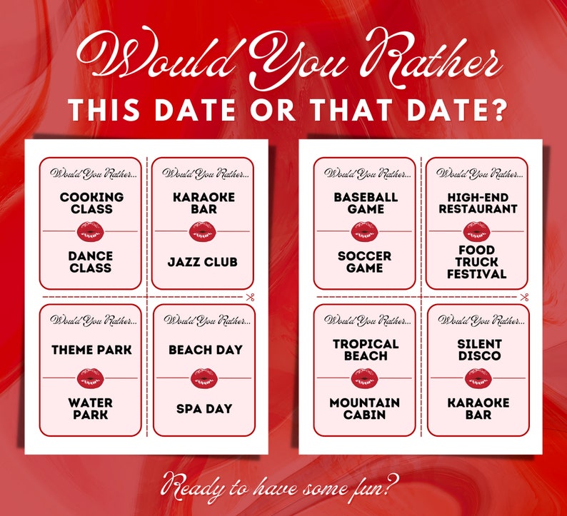 50 Would You Rather Date Night Card Game Fun Game for Couples on Date