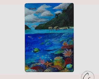 Island &quot;Paysage Marin&quot; - Magic the Gathering Hand Painted Alter