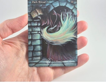 Dark Ritual Altered MTG-kort | Handmålad originalkonst | Anpassad Magic the Gathering-alter | Oldschool
