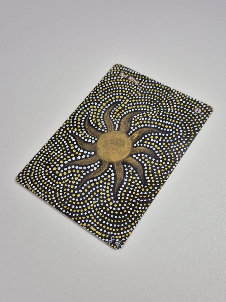 Tarjeta de anillo Sol alterado – Colaboración de arte geométrico abstracto (63 x 88 mm) imagen 3