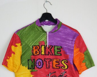 Retro cycling jersey Bike Notes with abstract shapes