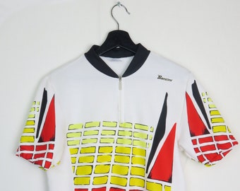 vintage retro santini cycling jersey with abstract shapes