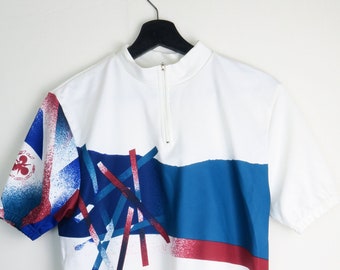 Retro cycling jersey with abstract shapes