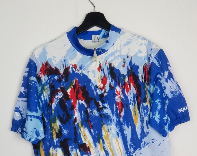 Retro cycling jersey with abstract shapes