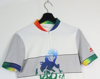 Vintage cycling jersey with an abstract bike