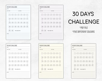 30 Day Challenge Tracker | A4 A5 Printable - Etsy New Zealand